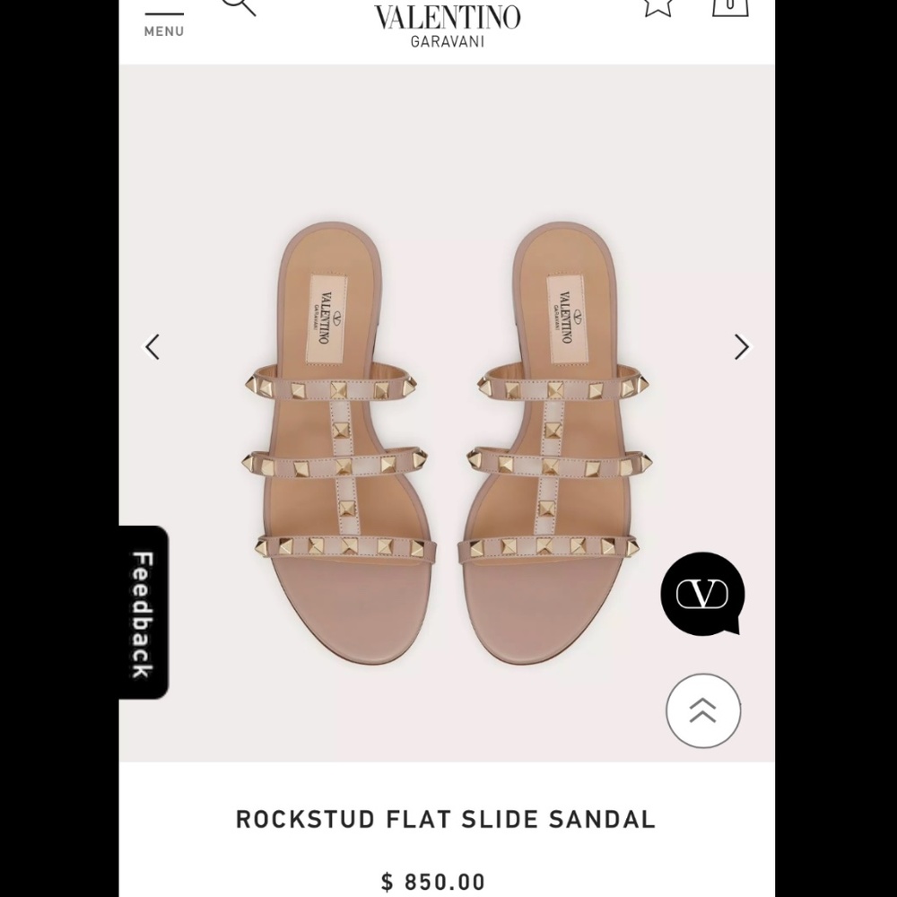 Valentino Garavani Rockstud Caged Flat Slide Sandals in Nude
